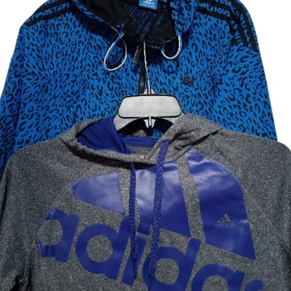L💙Adidas Lot of 2 Sportwear Trackjacket Hoodie Blue and Gray